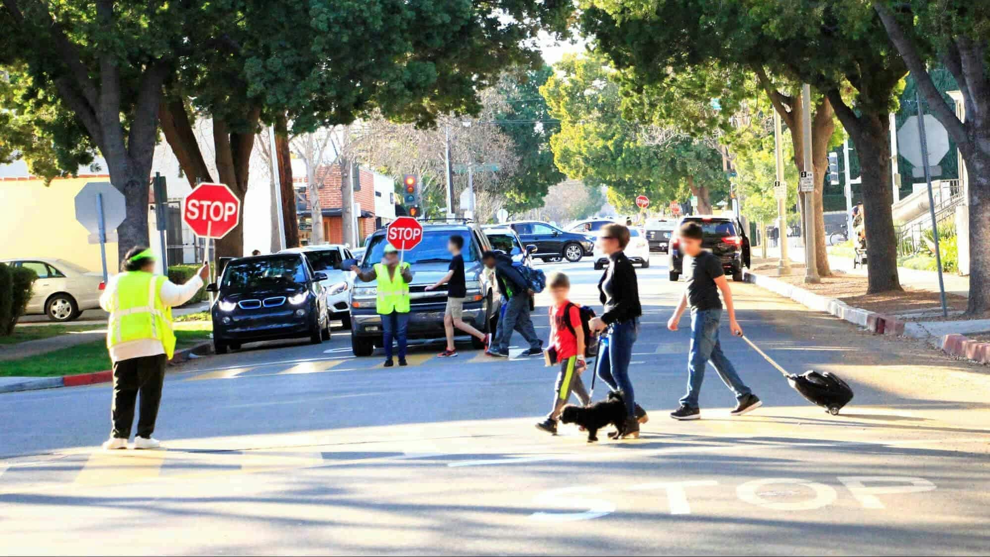 children using school crossing