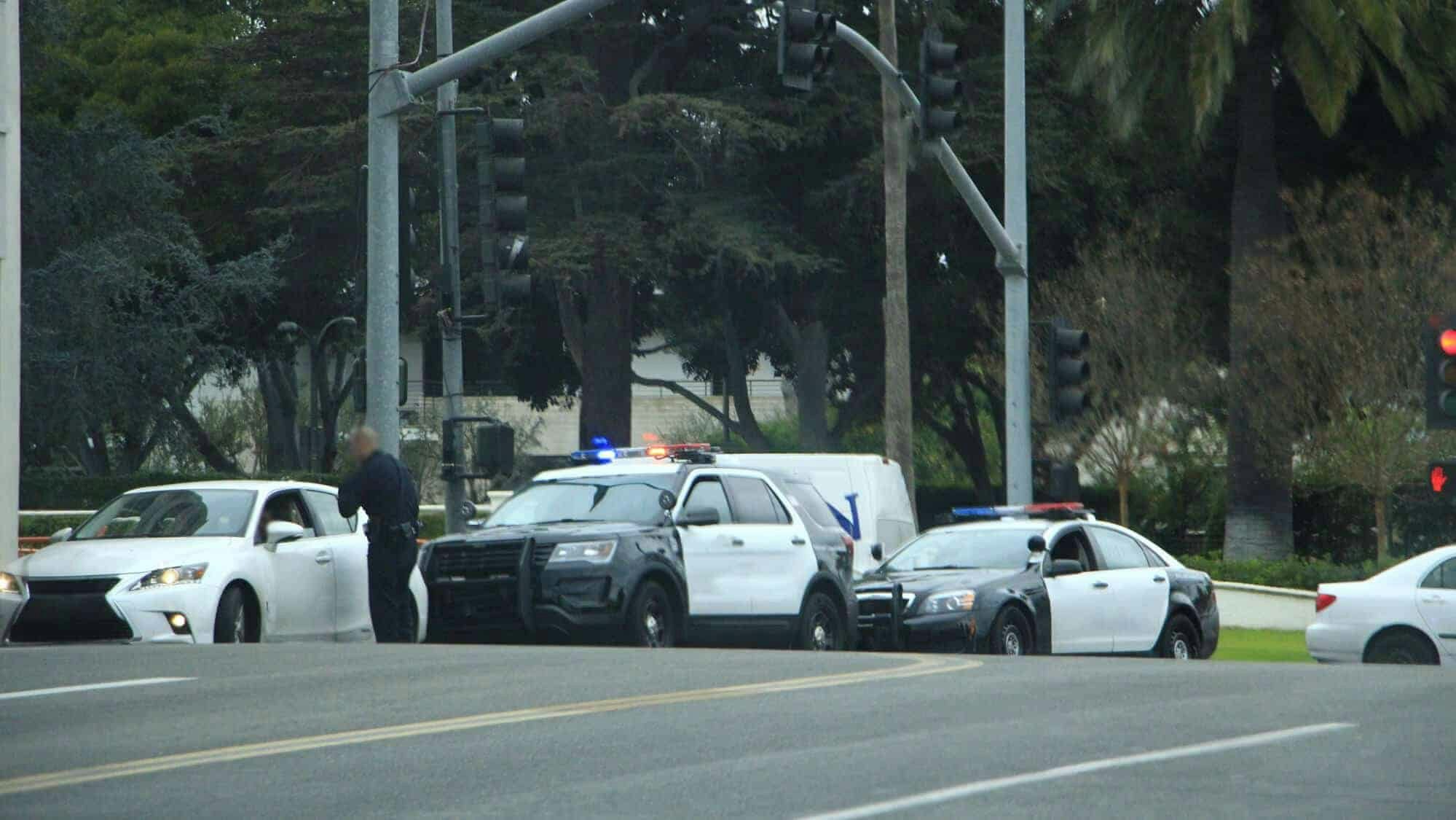 cops pulled over car for moving violation