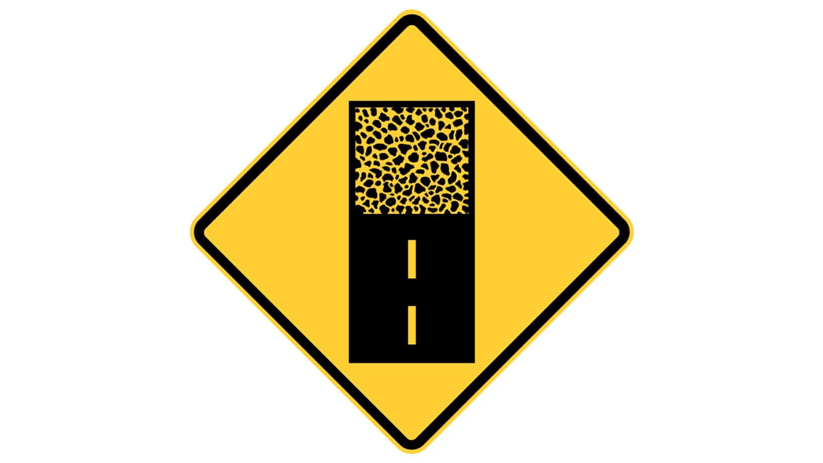 Warning sign Pavement Ends Ahead