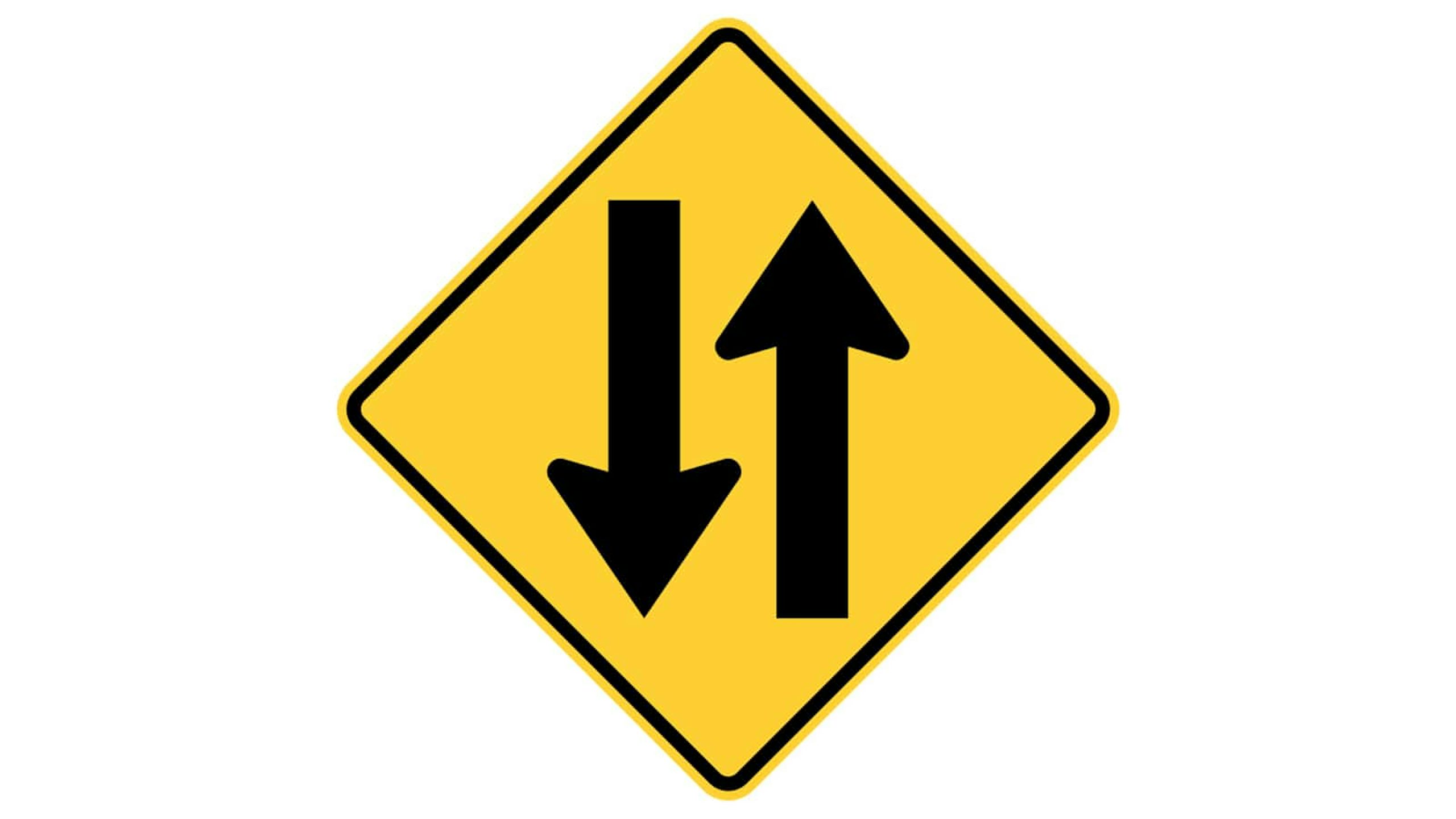 Warning sign Two-Way Traffic