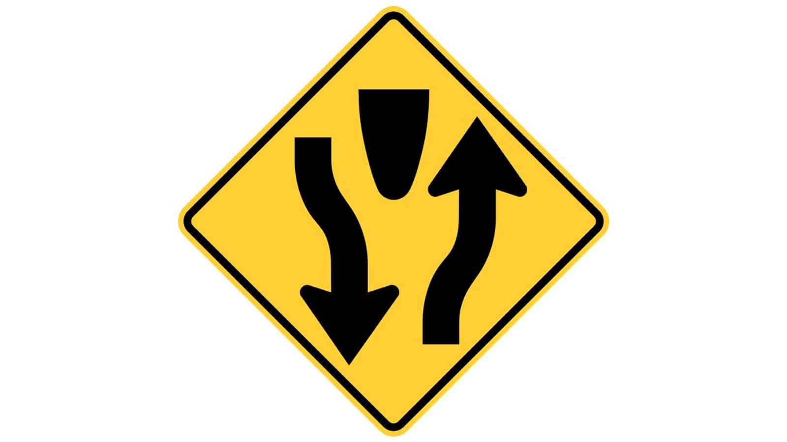 Warning sign Divided Highway