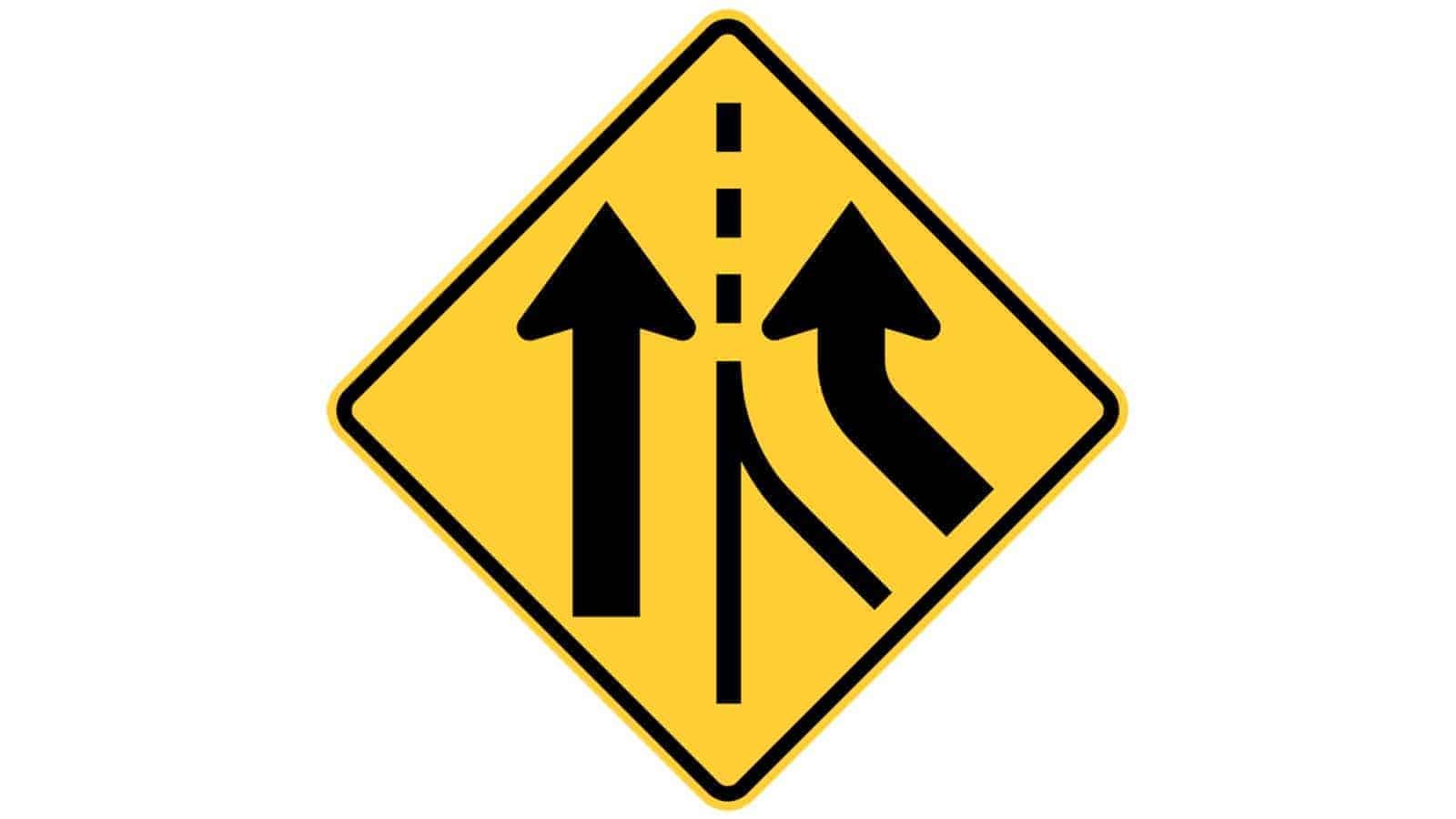 Warning sign Added Lane (Via Merge)
