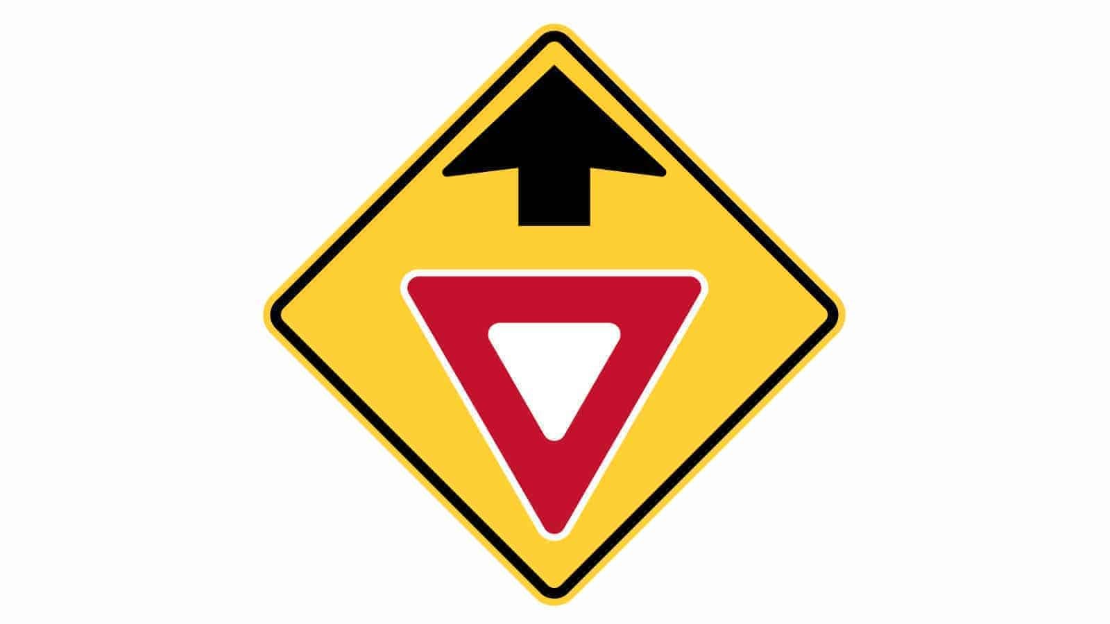 Warning sign yield sign ahead