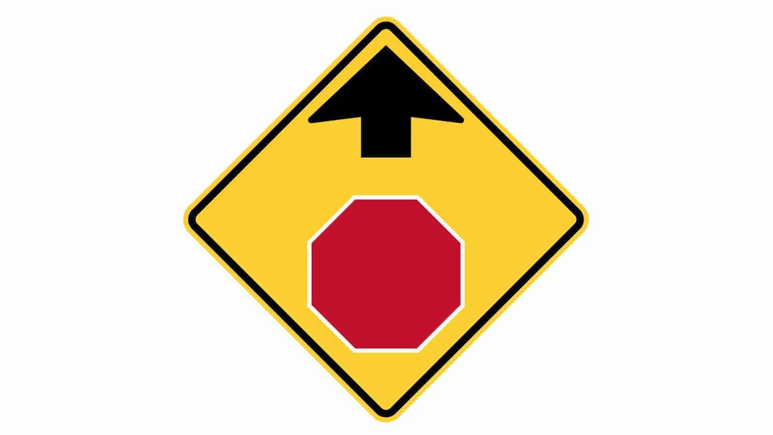 Warning sign STOP sign ahead