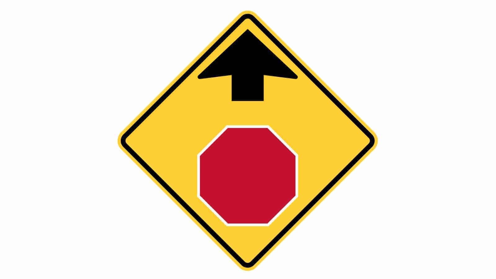 Warning sign STOP sign ahead