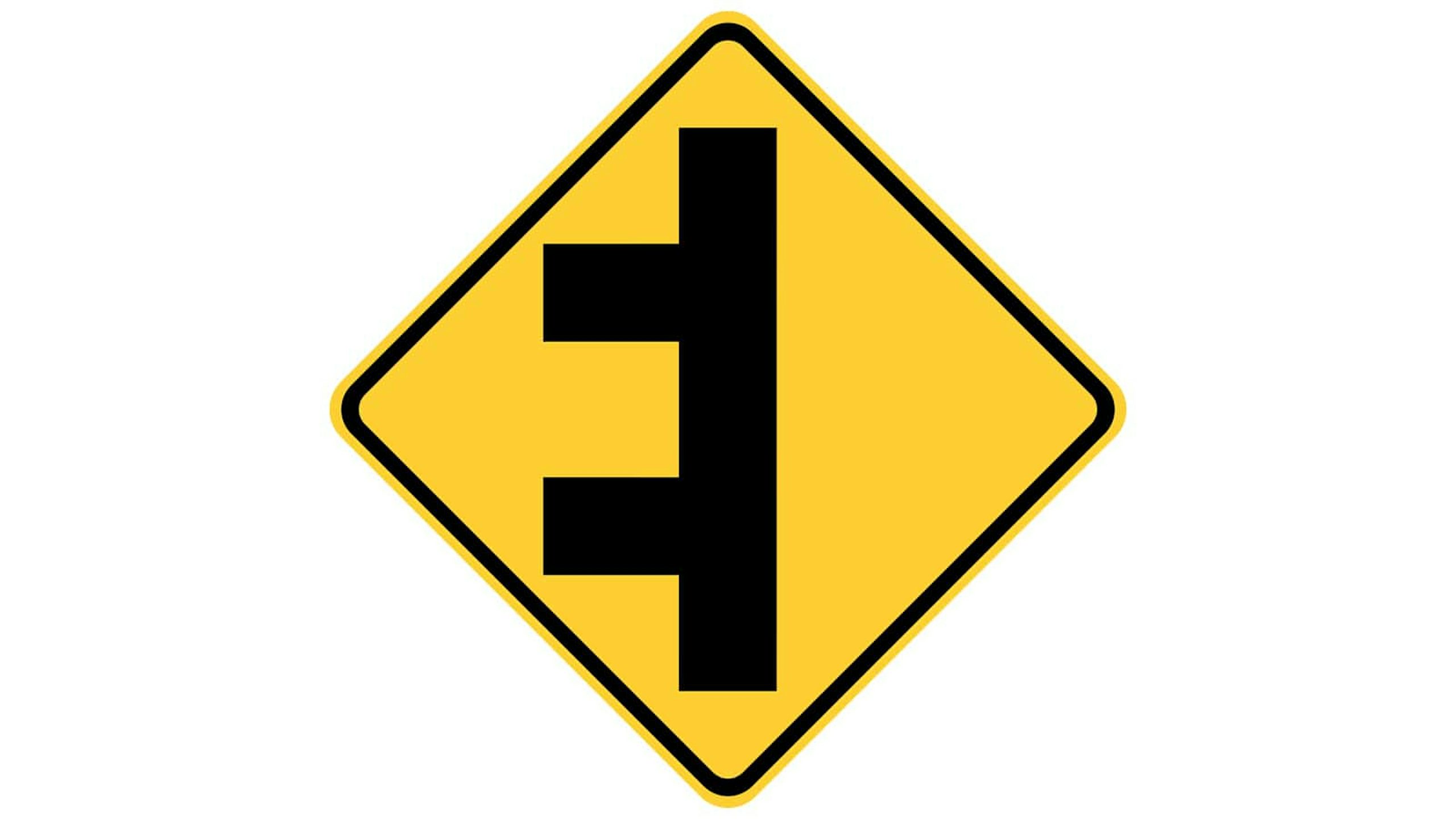 Warning sign Double-Side Roads