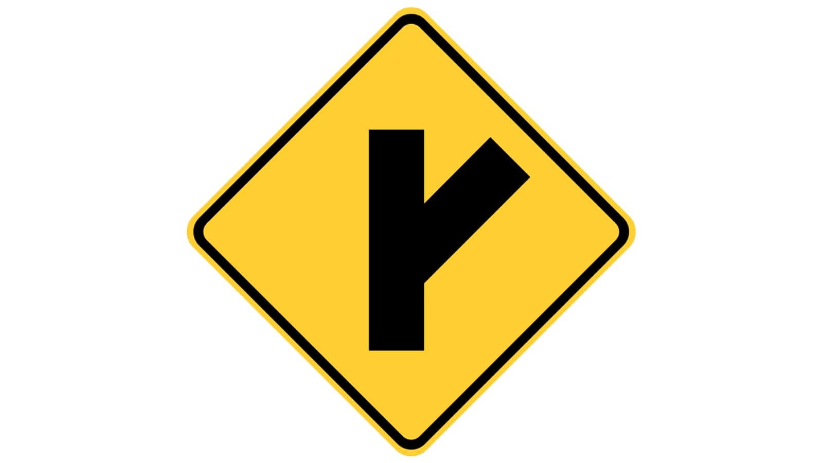 Warning sign Side Road at Acute Angle
