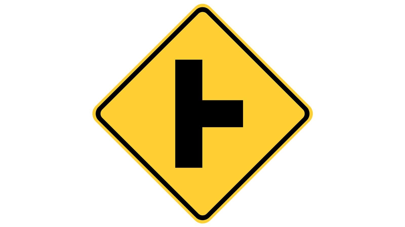 Warning sign Side Road at Perpendicular Angle
