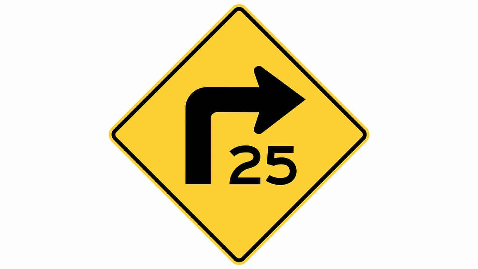 Turn Sign Speed 50 Most Common Traffic Warning Signs | Zutobi Drivers Ed
