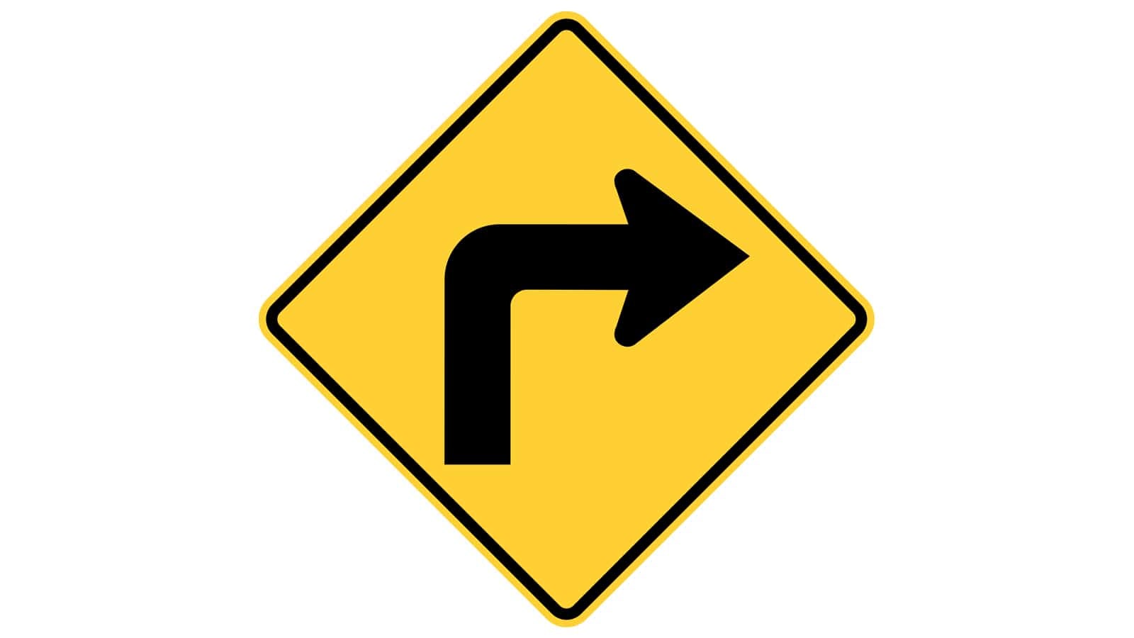 Warning sign turn right