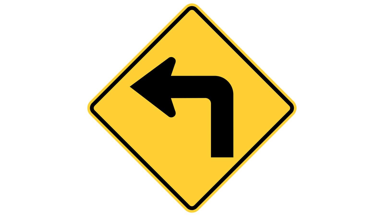 Warning sign left right