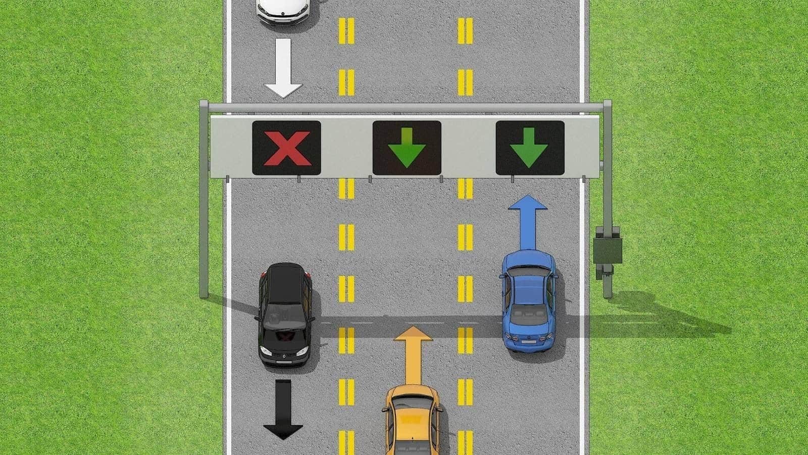 Reversible traffic lanes improve traffic flow during the busiest time