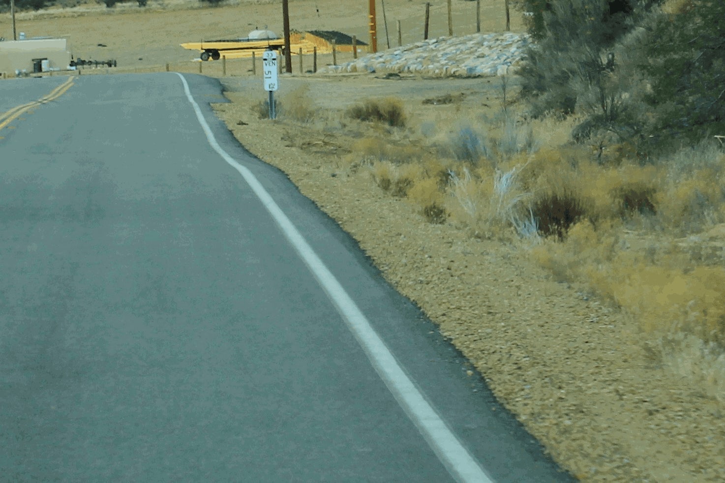 Zoomed in on edge line on a highway