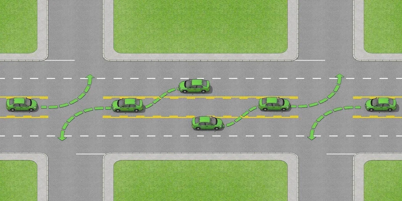 Common Center Turn Example Center Turn Lane Rules Explained | Zutobi Drivers Ed