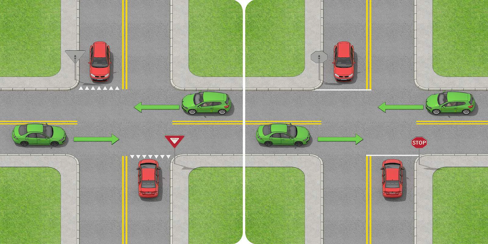 Stop Controlled Riro Intersection Who Goes First at Controlled Intersections? STOP & YIELD Signs