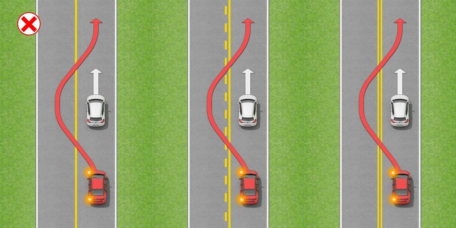 Road lines that prohibit passing