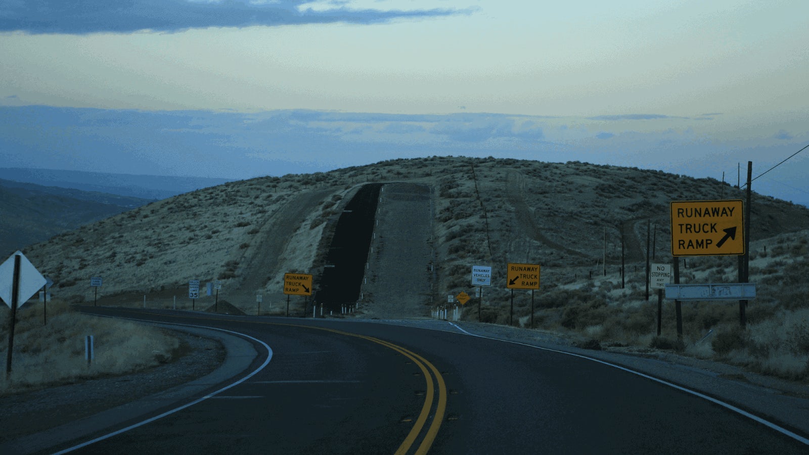 Ramps are often used after a sharp or long descent to help runaway trucks come to a stop