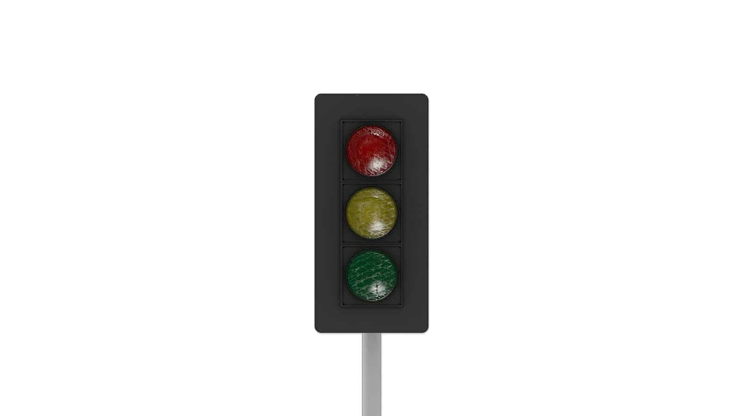 Traffic Signals Red, Yellow, Green Flashing