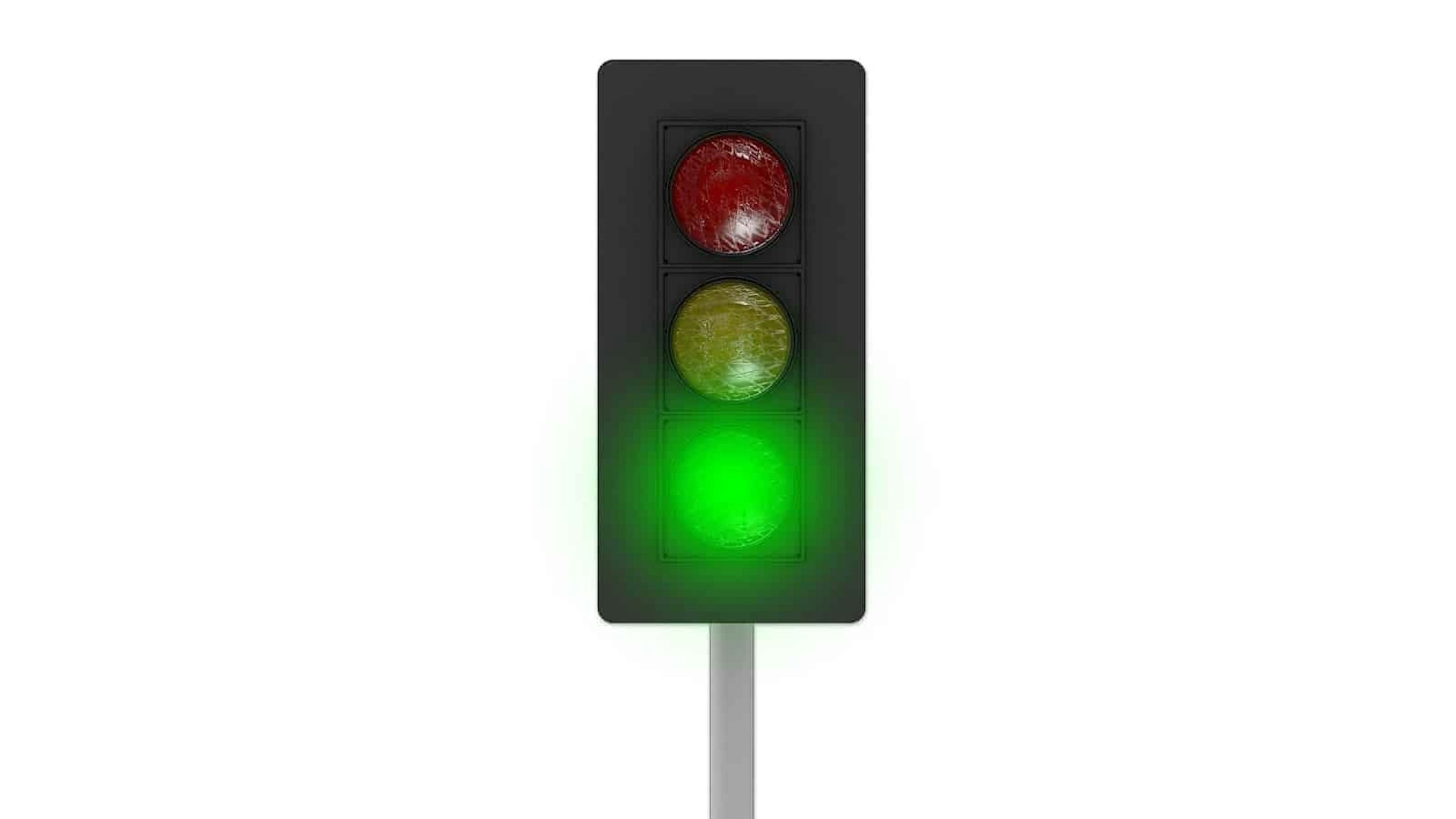 Traffic Signals Red, Yellow, Green Flashing