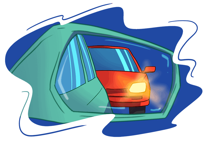 a car tailgating another vehicle