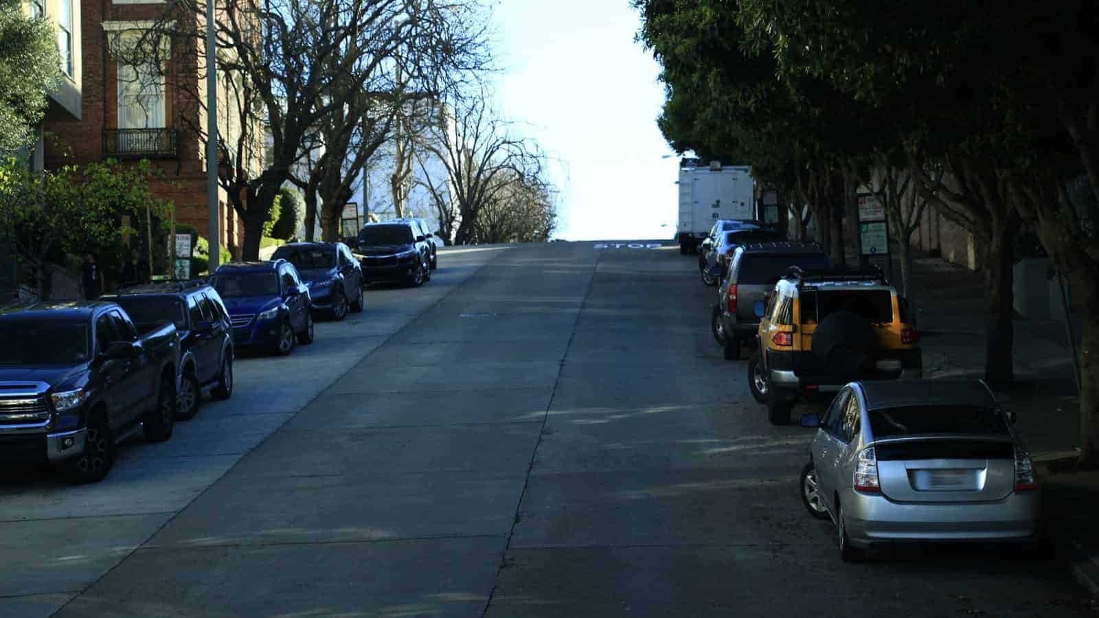 Parked on a hill or slope