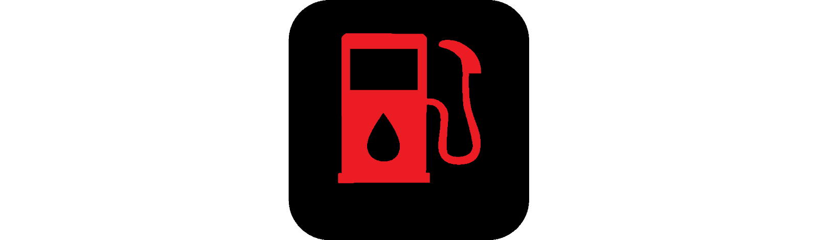 low fuel warning light on a black background