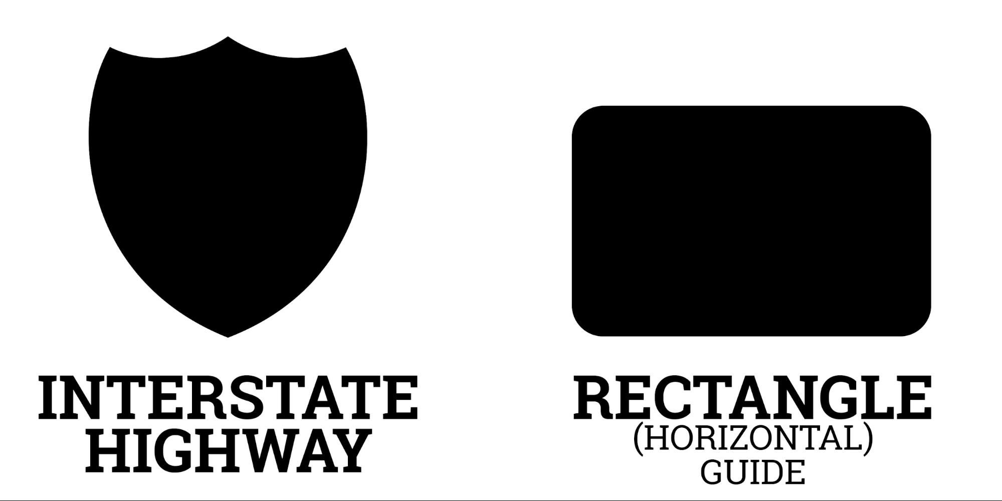 interstate sign and Rectangle-shaped sign on white background 