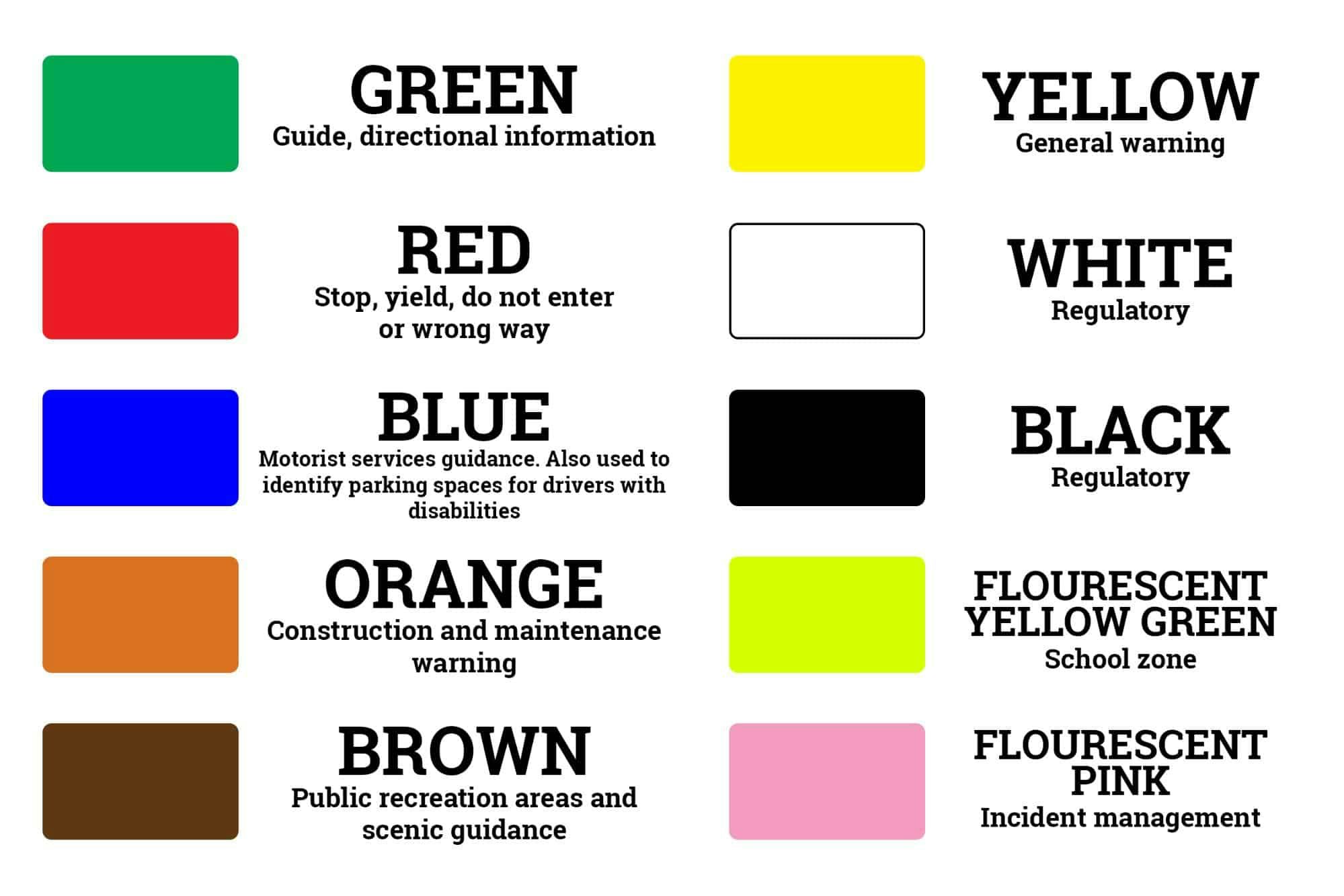 colors of US road signs