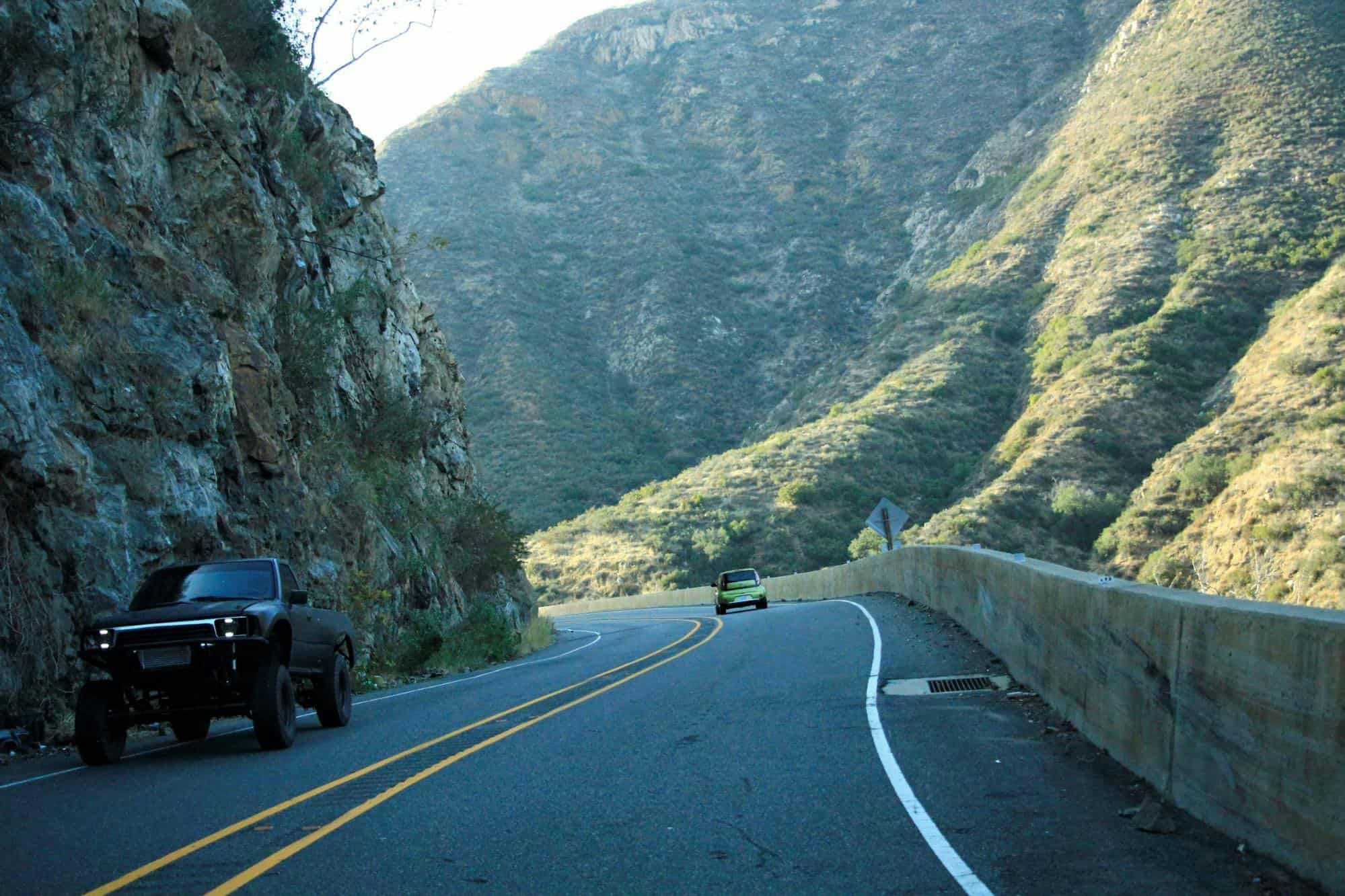 downhill road in mountains