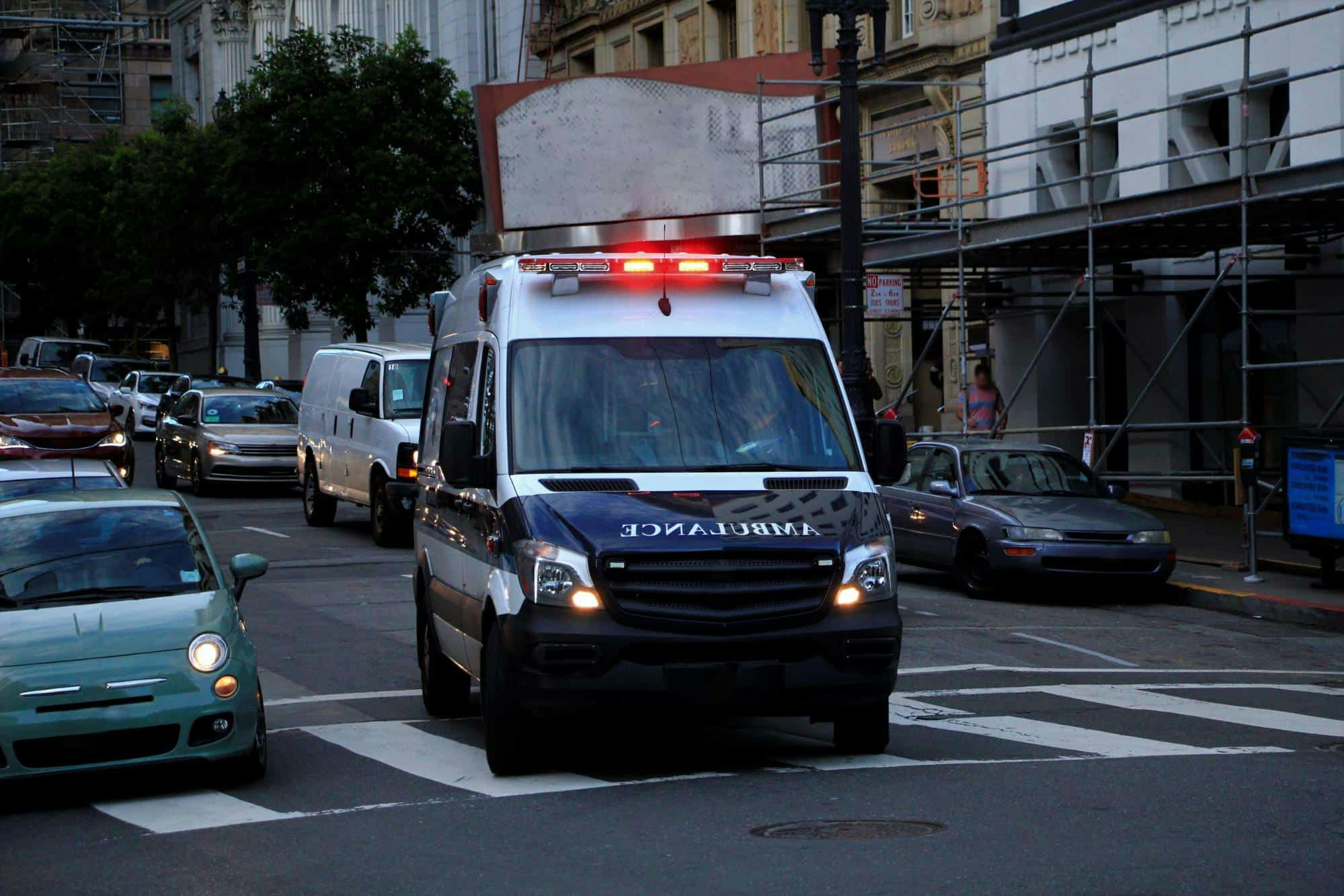 ambulance with flashing lights