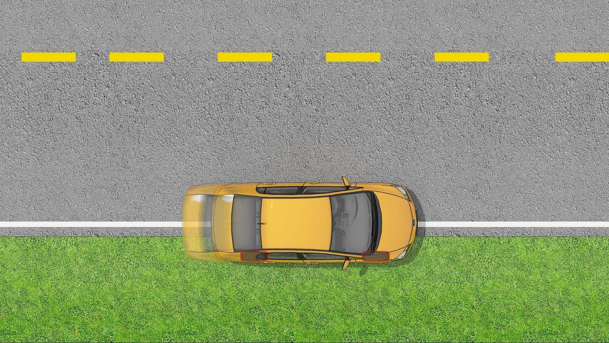 car running off the pavement