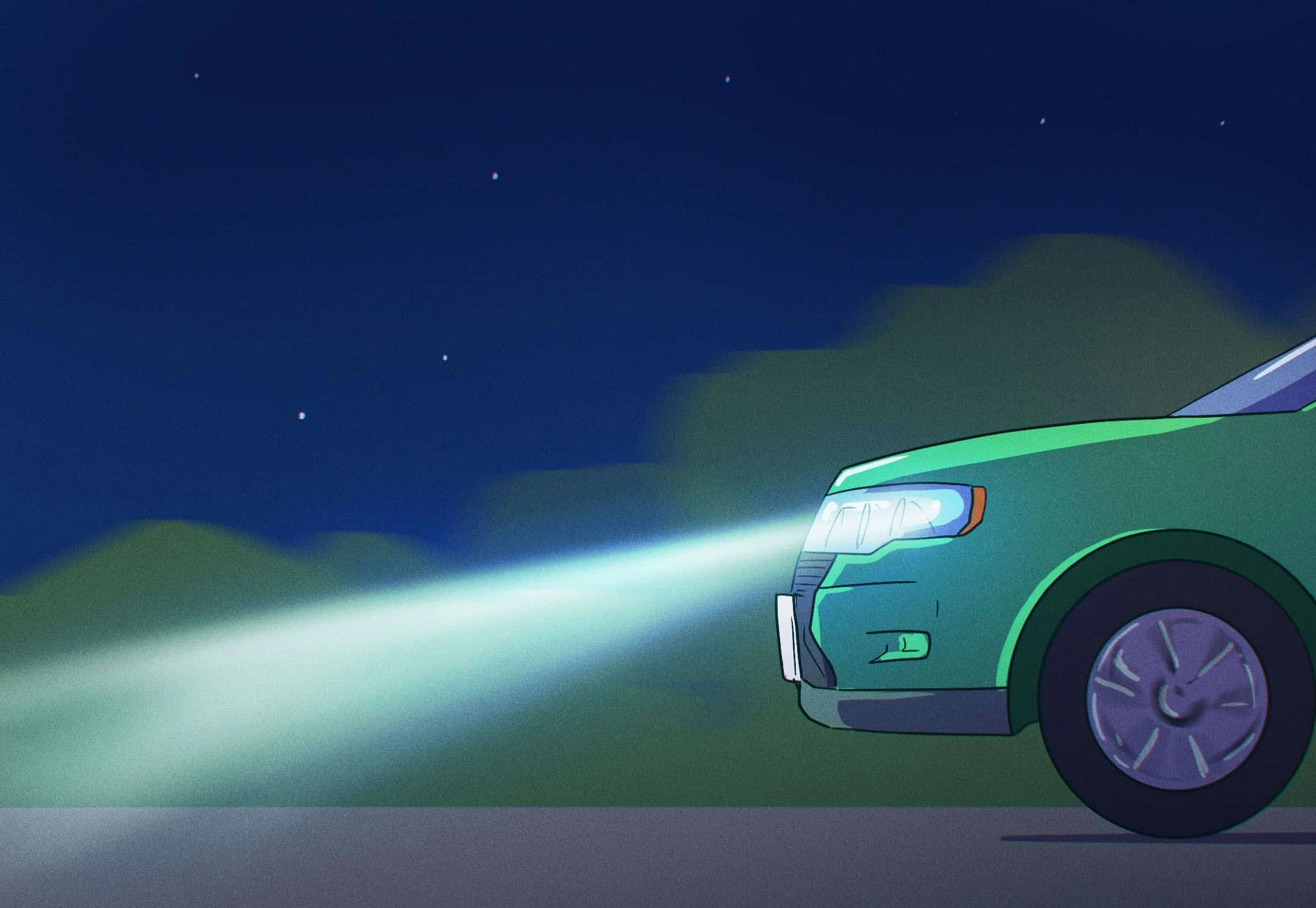 car with headlights activated