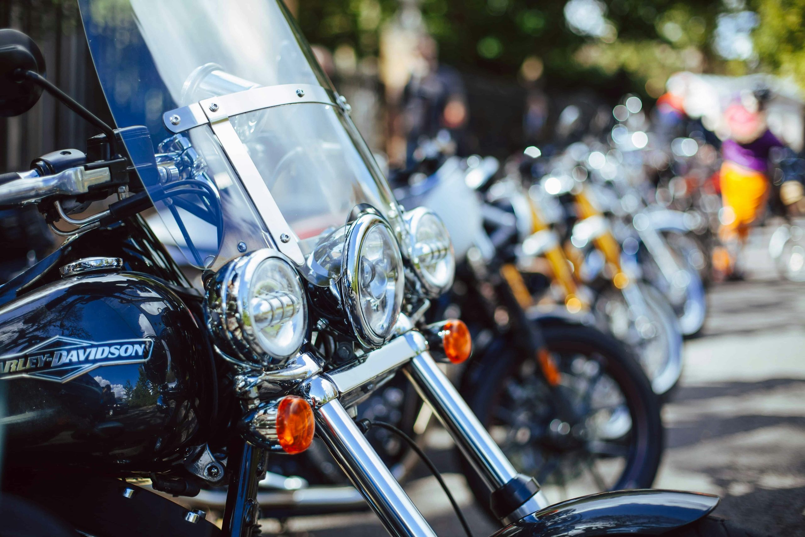 row of different motorcycles