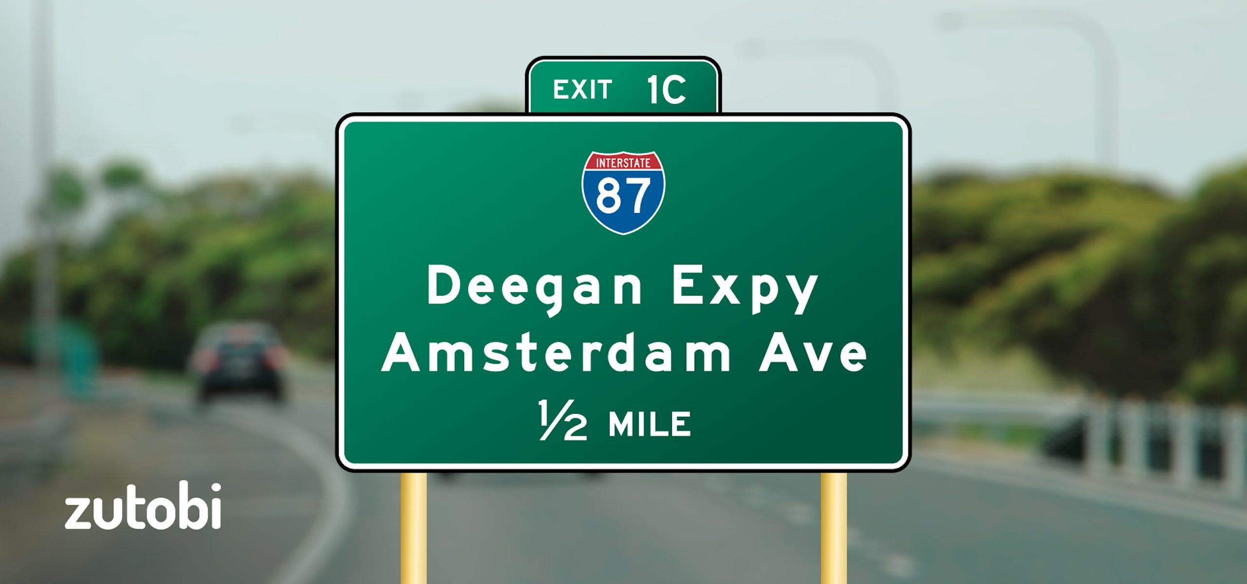 green highway road sign