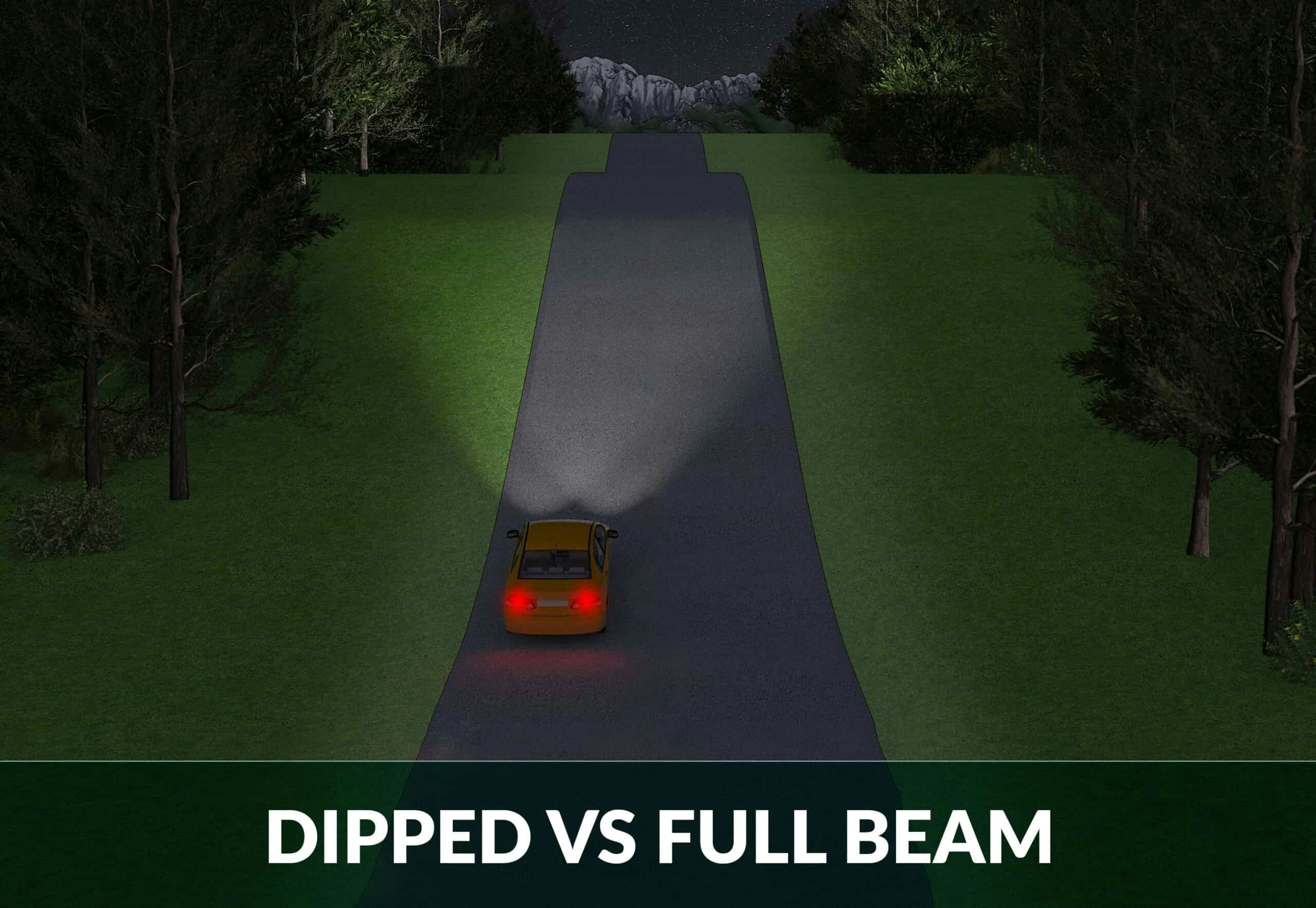 full beam vs dipped headlights