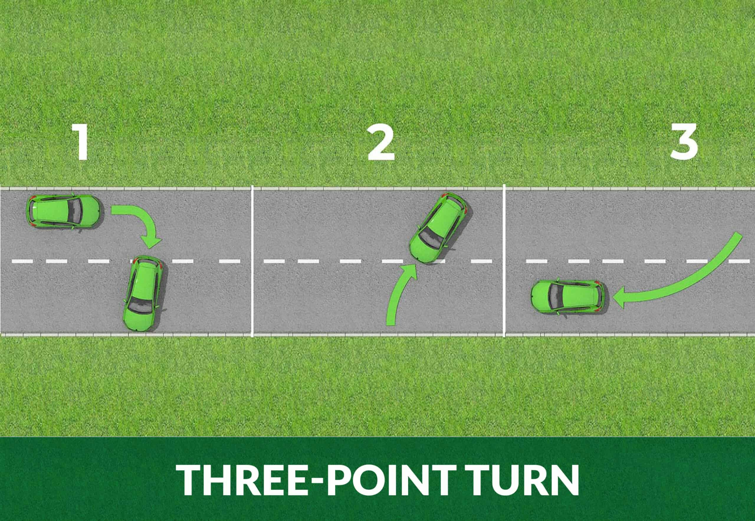 3 points. Three-point turn. 3 Point turn.