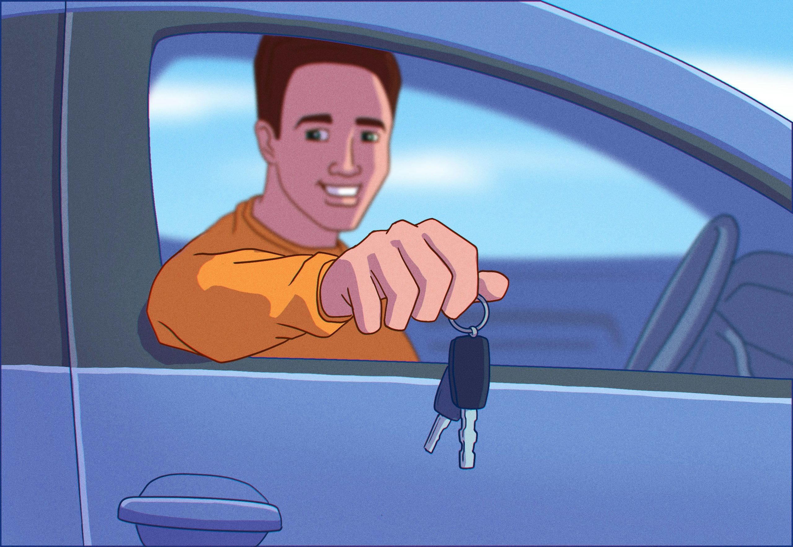 student holding car keys