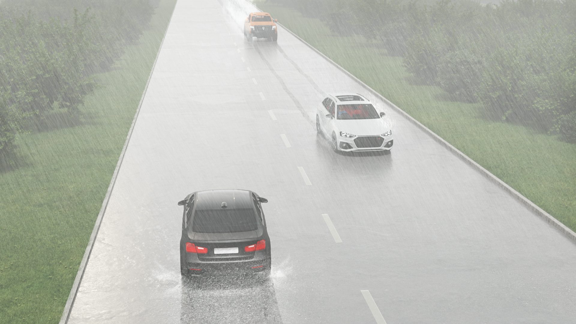 Car is experiencing aquaplaning