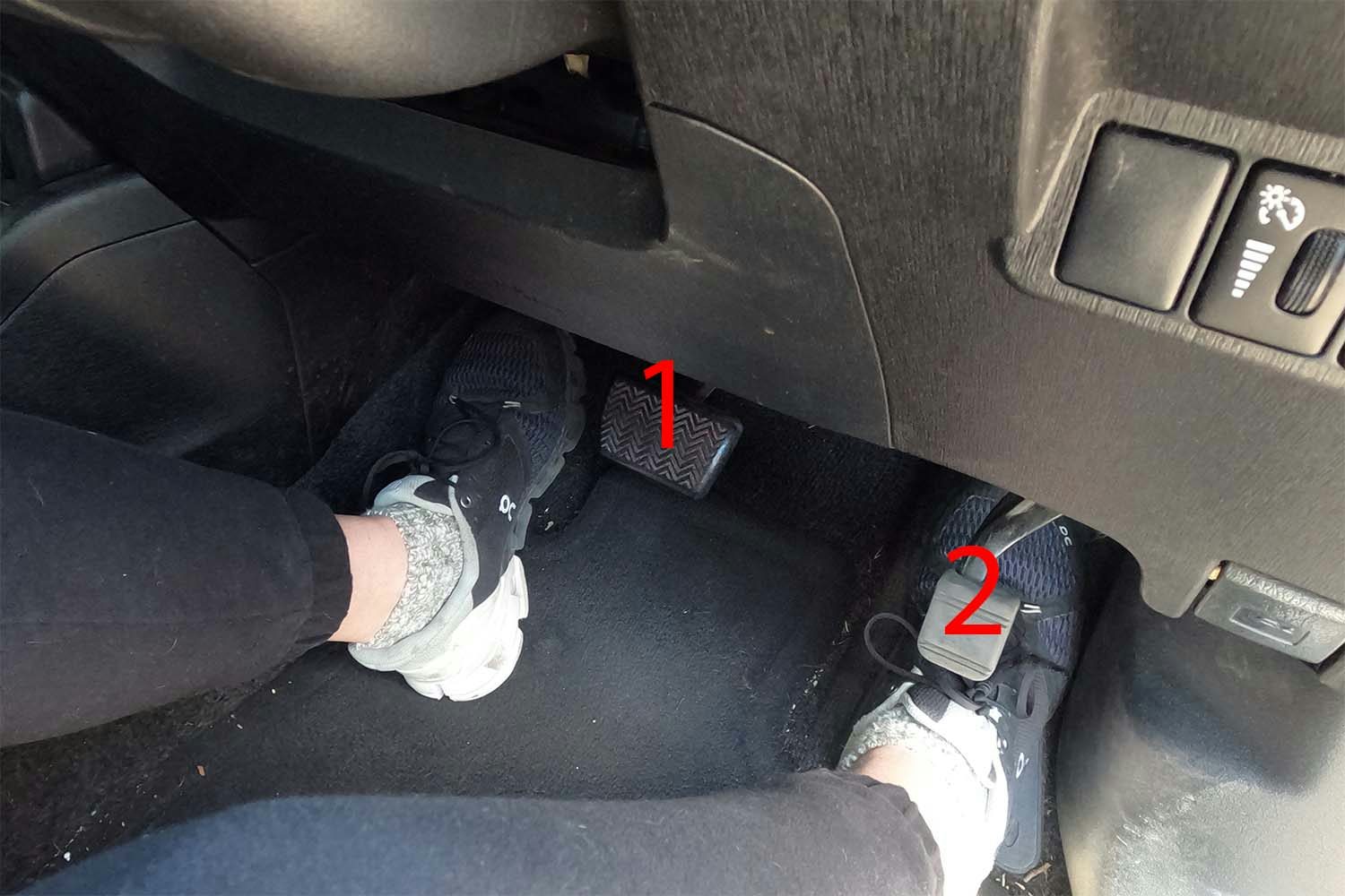 Two pedals within a car