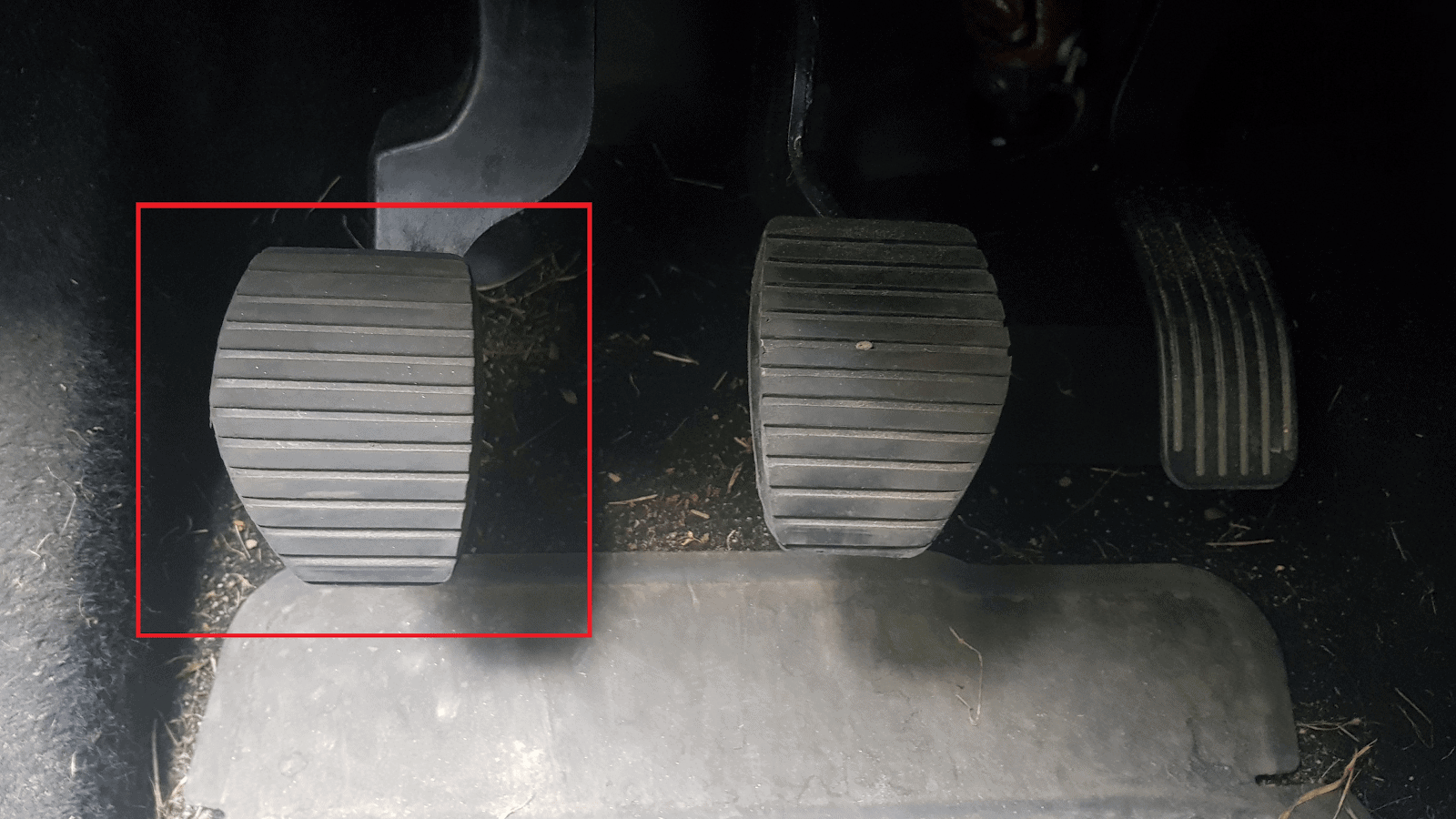 The clutch pedal is always the pedal furthest to the left