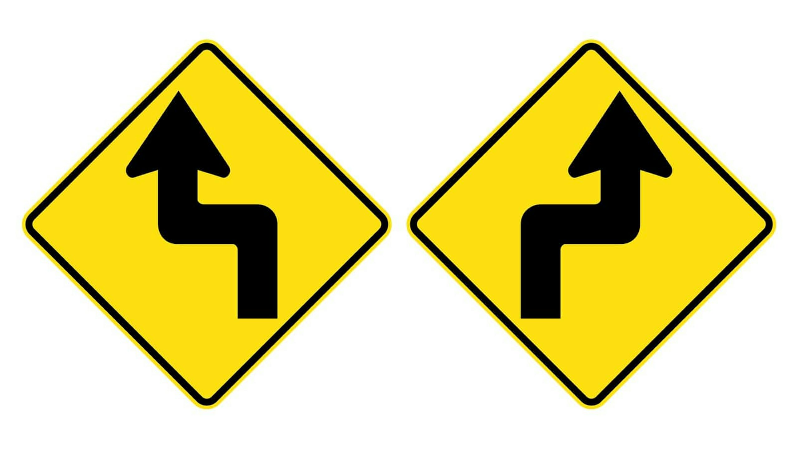 yellow road signs